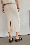 Miranda Skirt | Textured Midi Skirt with Back Slit