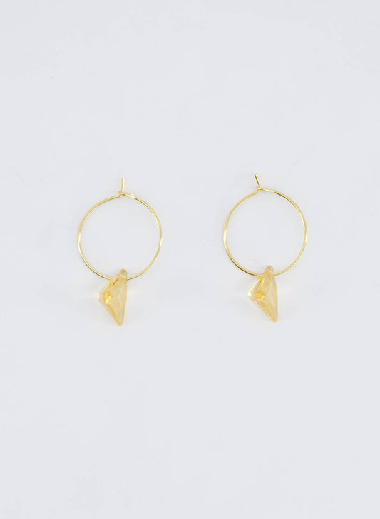 Mini Hoop Tri-crystal Yellow | Gold