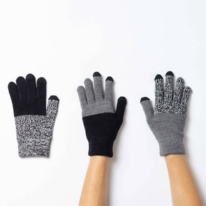 Pair and Spare Knit Touchscreen Gloves | Black Grey
