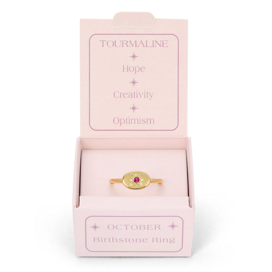Birthstone Signet Ring | October - Tourmaline