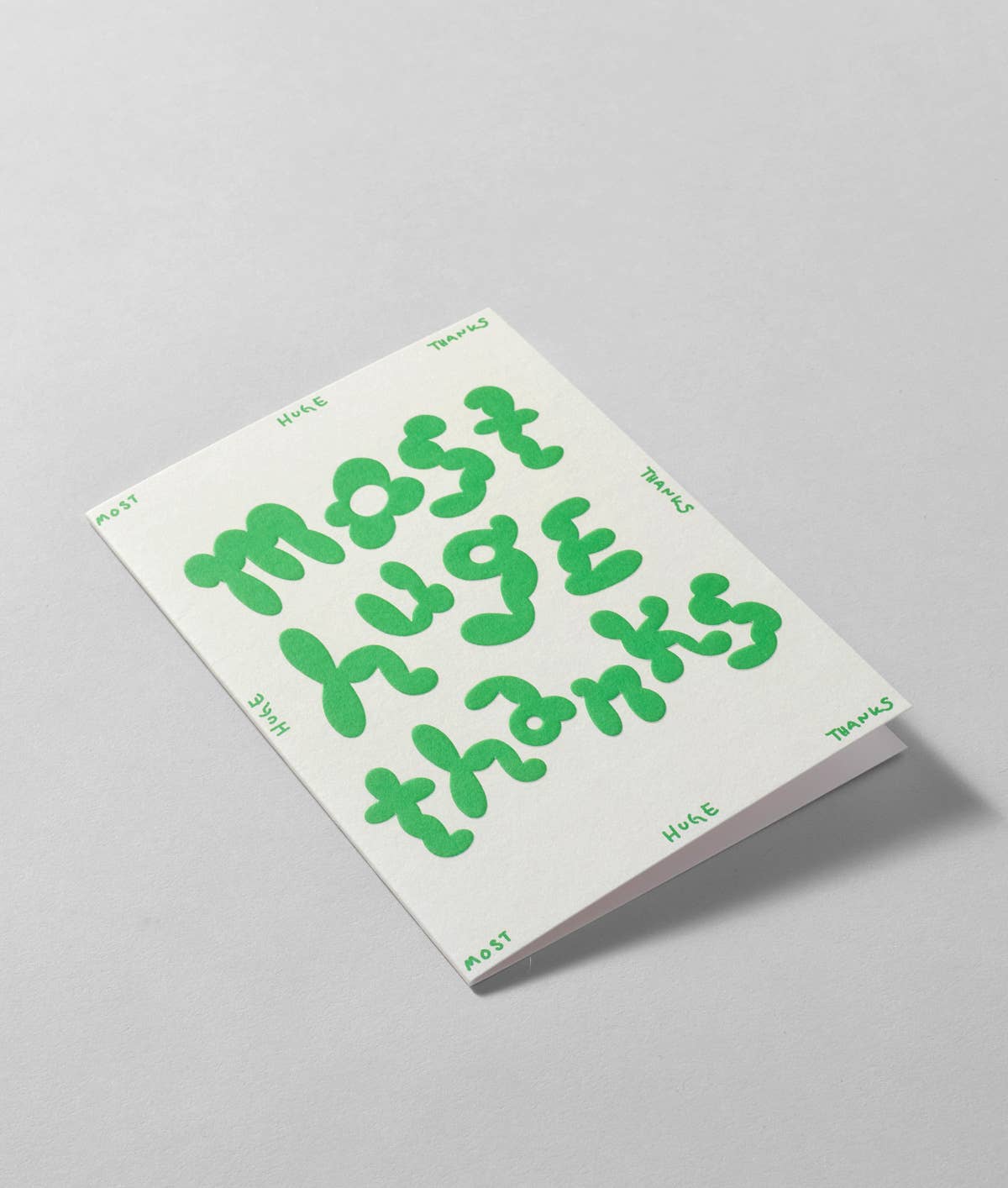 'Most Huge Thanks' Embossed Greetings Card