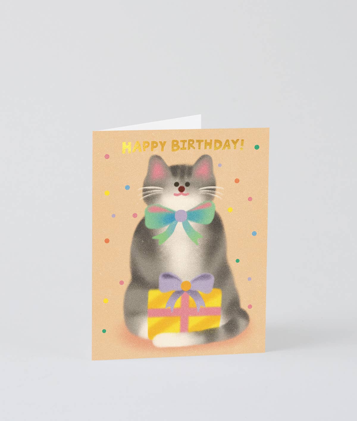 Cat & Bow Tie Birthday Kids Greeting Card