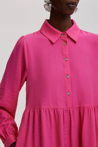 Natural Textured Shirt Dress | Pink