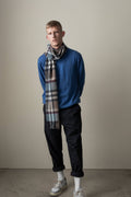 Tartan Lambswool Scarf | Blue Taupe