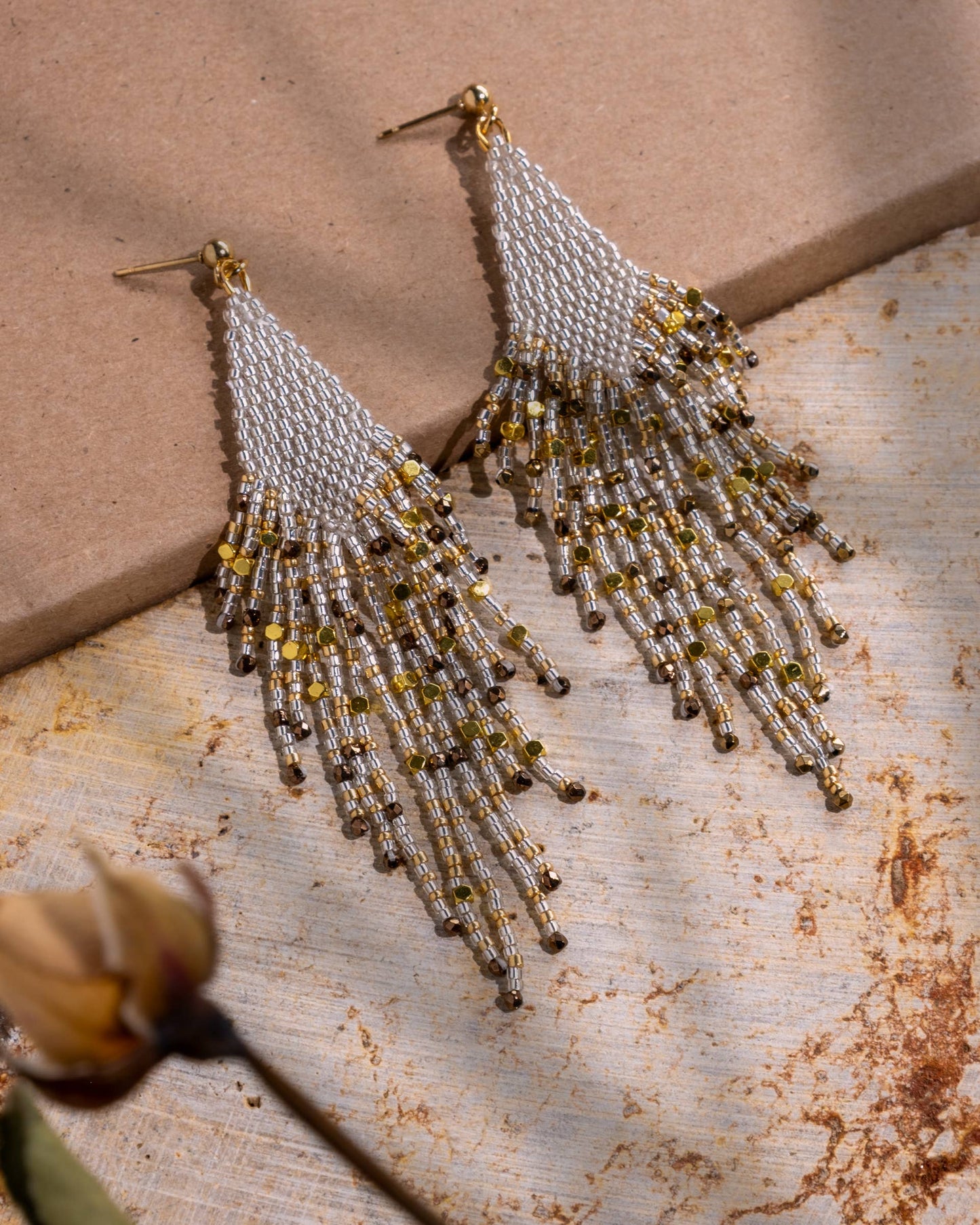 Beaded Fringe Earrings | Starlight