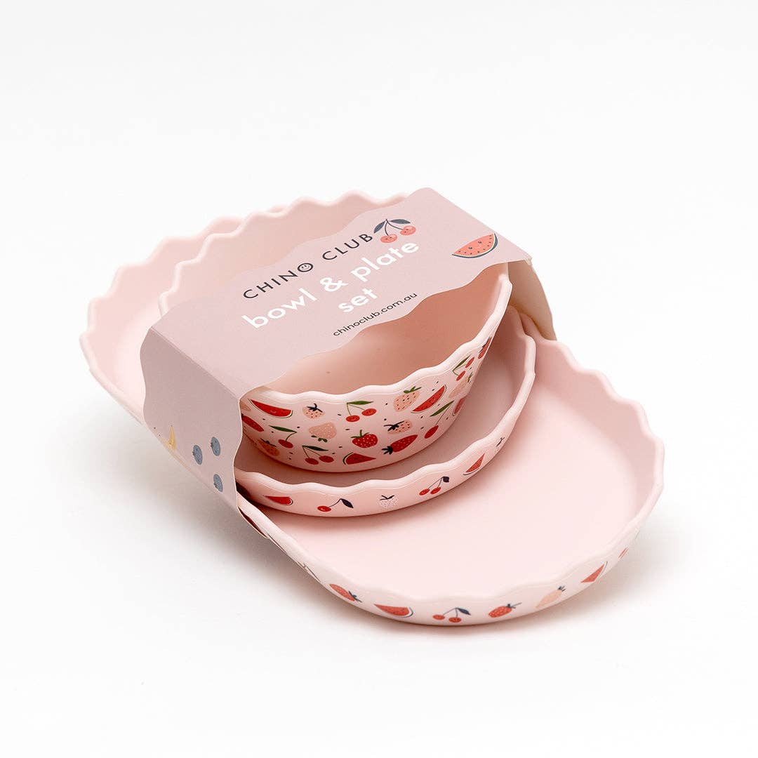 Pink Fruits | Silicone Bowl and Plate Set