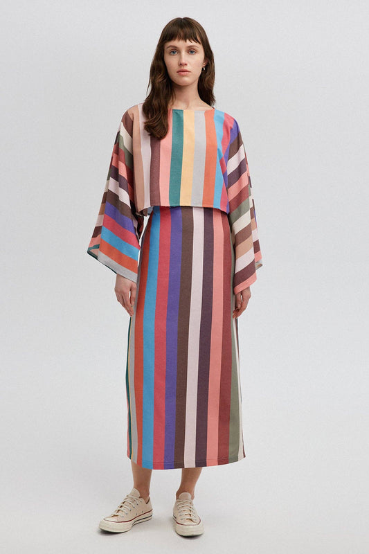 Striped Top and Skirt Set | Multi-Coloured