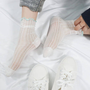 Women's Crew Sock | Sheer Ruffle