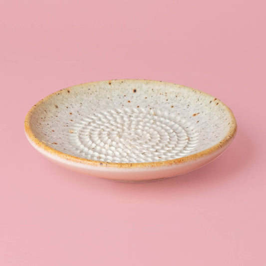 Small Ceramic Garlic Grater Plate / Sand