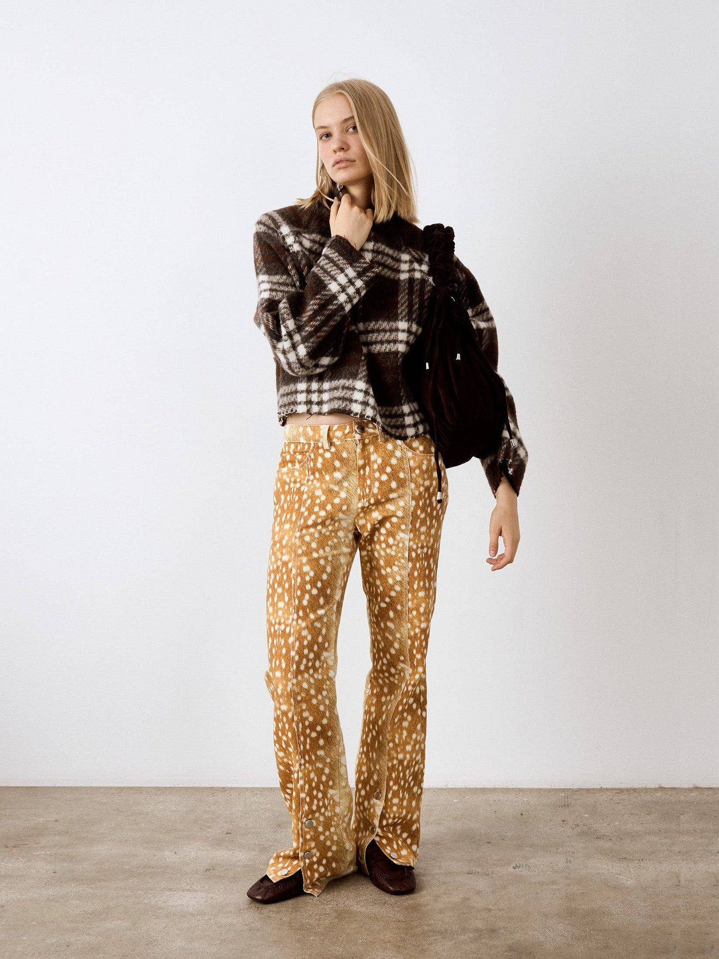 Deer Print Denim Jeans