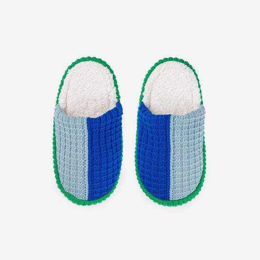 Colorblock Slide Slippers | Stone Blue Cobalt