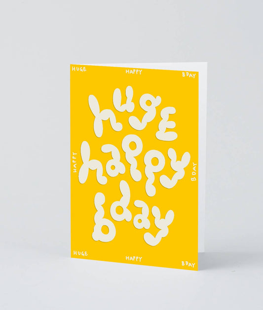 'Huge Happy Bday' Embossed Greetings Card