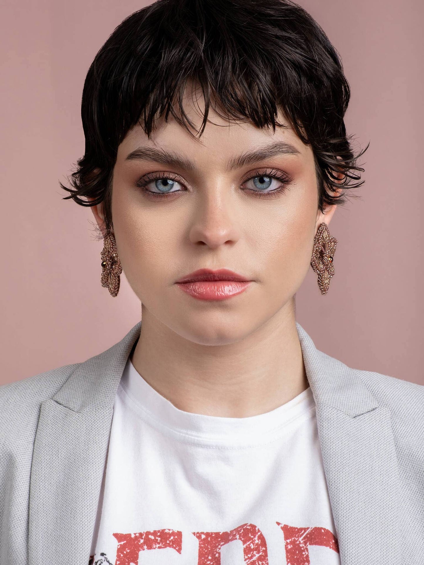 Embroidered Jasmine Stud Earrings | Copper