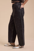 Heart Print Denim Pants