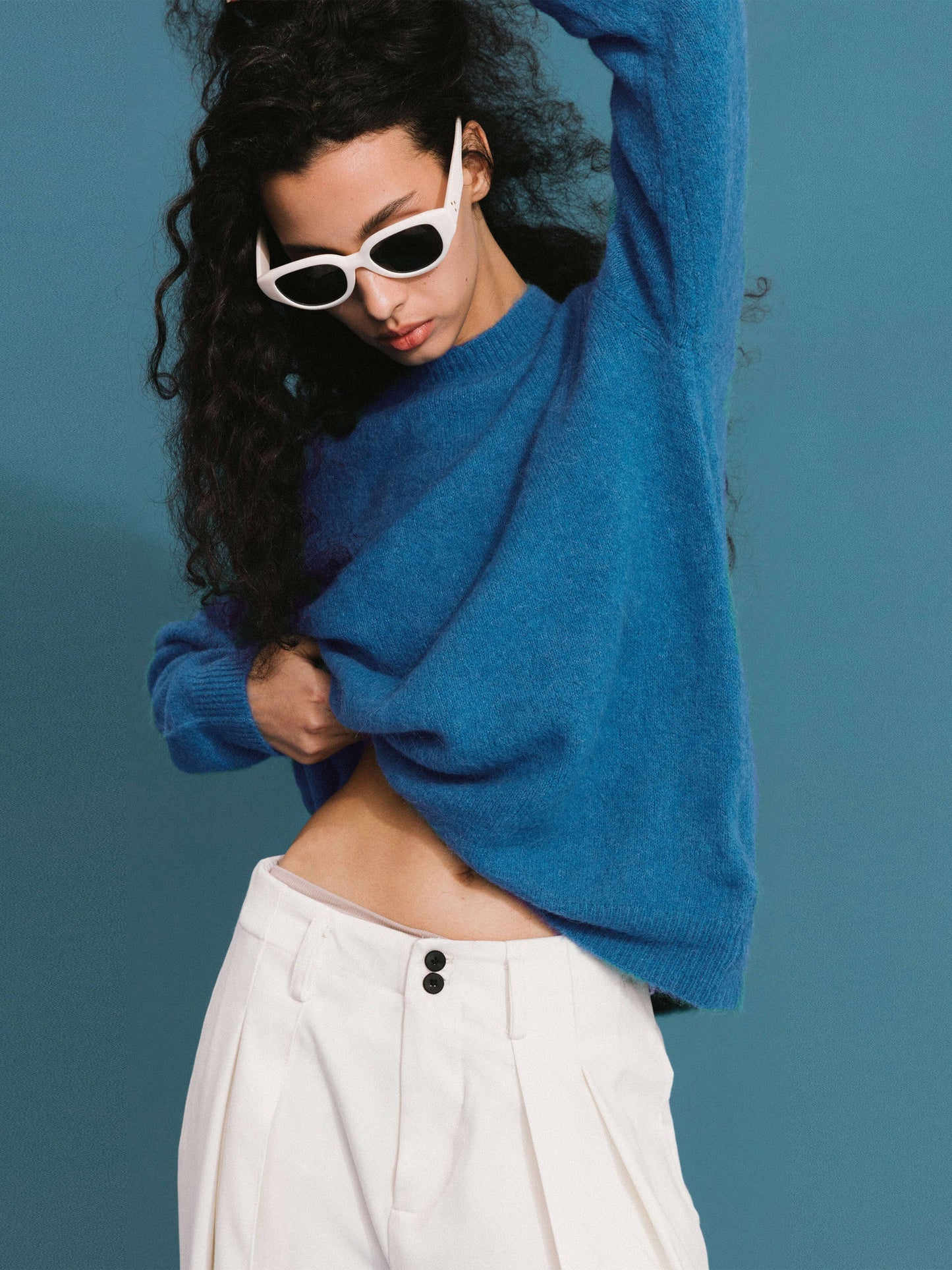 Brushed Alpaca Knitwear Jumper | Blue