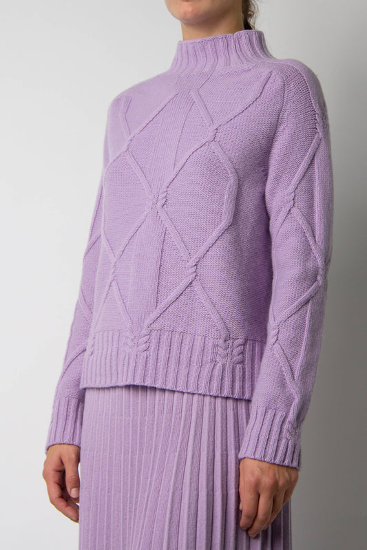 Braided Turtleneck Knit Sweater