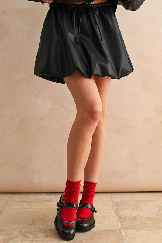 Vegan Leather Balloon Skirt
