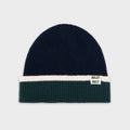 Wool Beanie | Navy Green & Beige