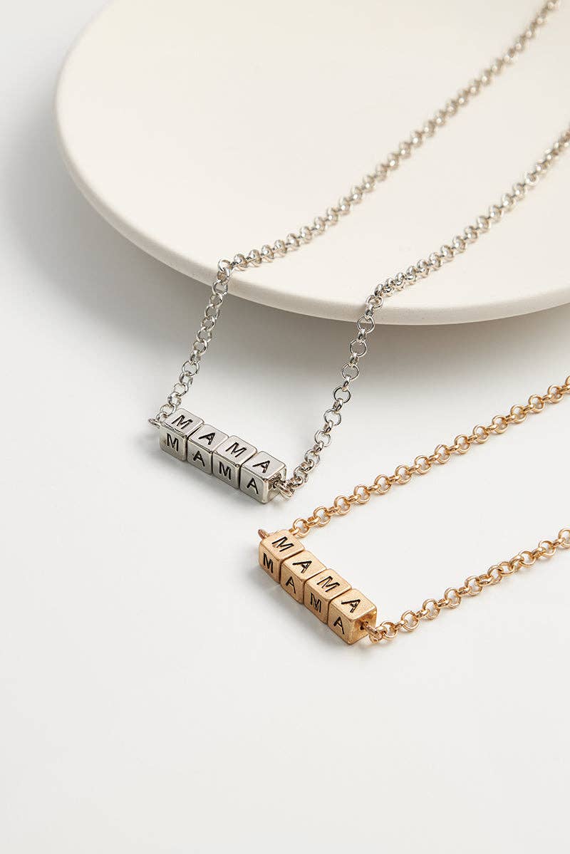 Mama Block Pendant Necklace | various colour