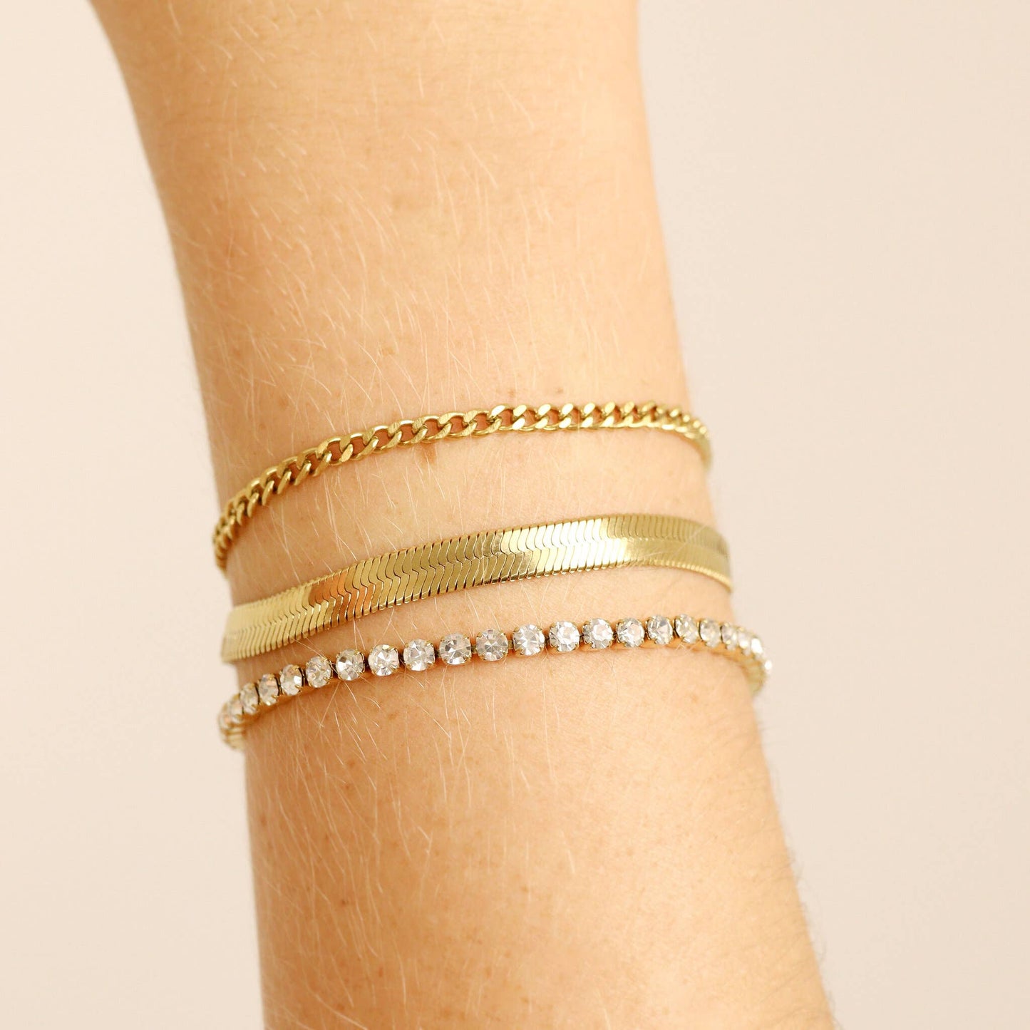 Herringbone Chain Bracelet | Gold