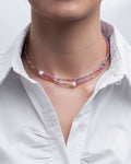 Miyuki and Pearl Layering Necklace | Red & Orange
