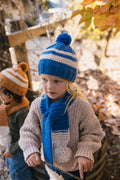 Retro Beanie | Blue & Cream