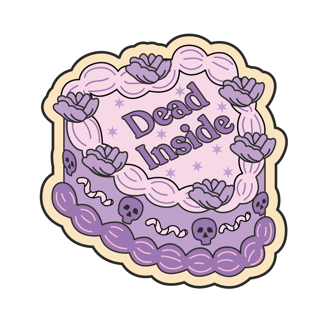 Dead Inside Heart Sticker (funny stickers, cake heart)
