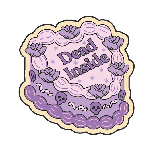 Dead Inside Heart Sticker (funny stickers, cake heart)