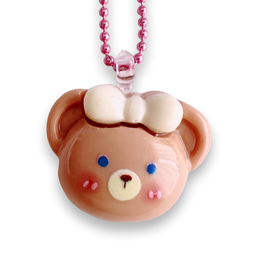 Bow Bear Head Necklace
