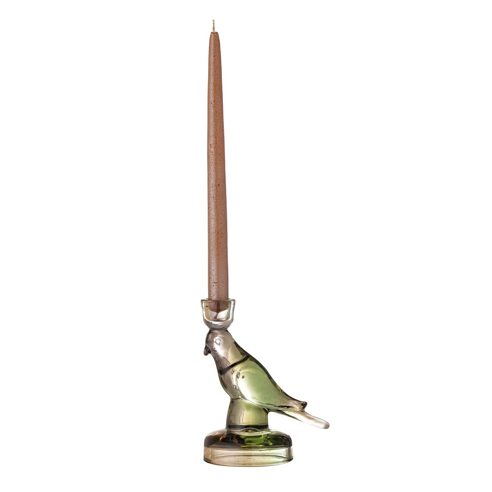 Batin Bird Candlestick | Green Glass