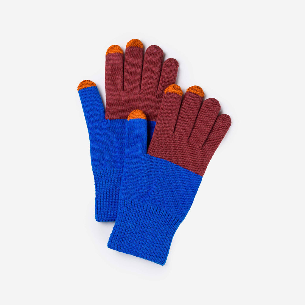 Colorblock Knit Touchscreen Gloves | Ruby Cobalt