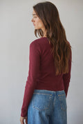 Cotton Pointelle Cardigan | Burgundy