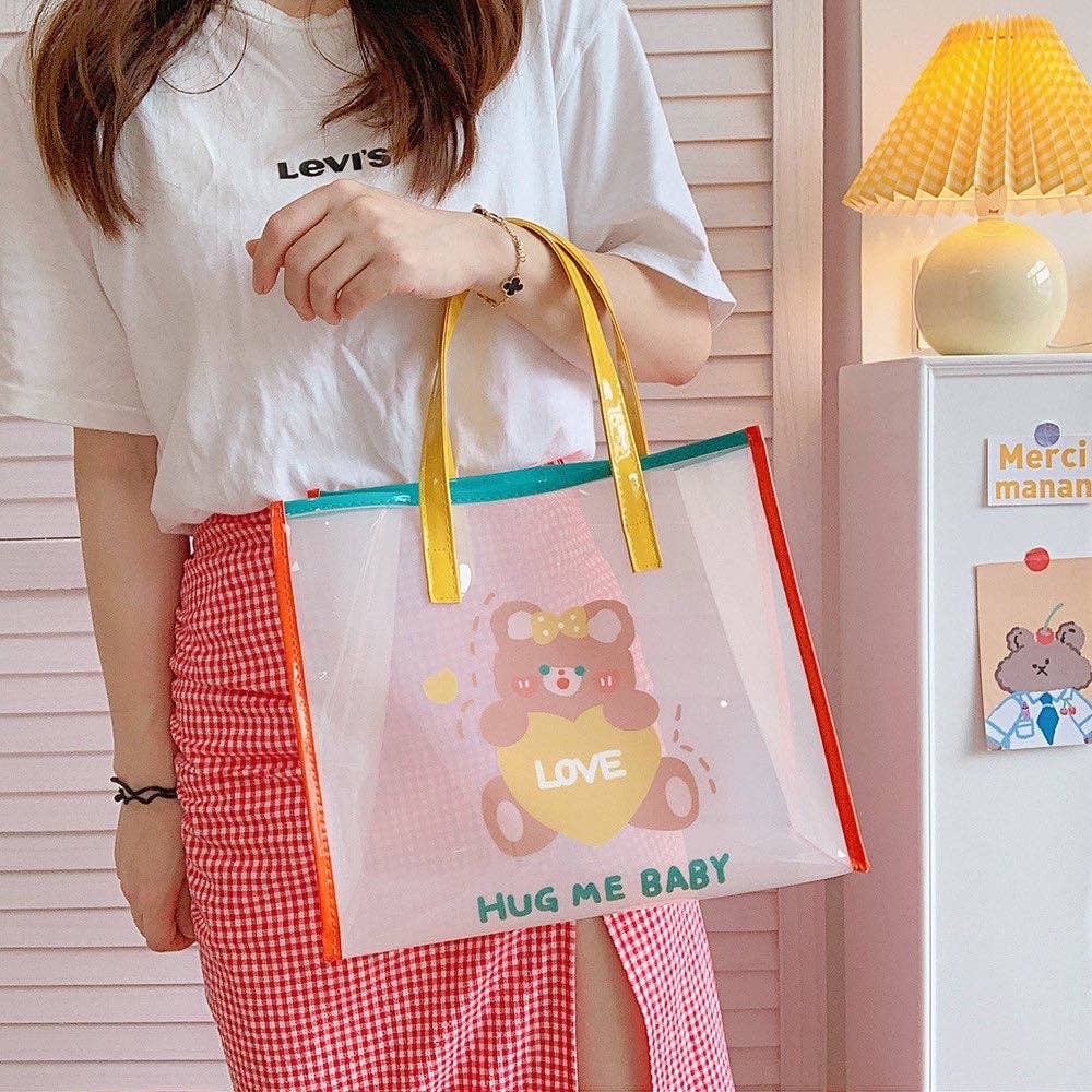 Cute Jelly Tote Bag | Bear & Bunny Print