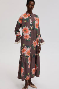 Patterned Shirt Dress | Brown