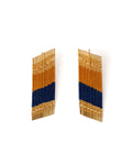 Angled Rectangle Earrings | Blue/Tan