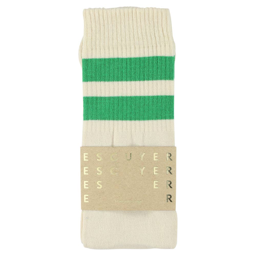 Unisex Tube Socks | Ecru & Bright Green