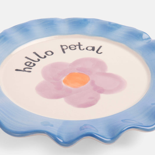 Hello Petal Daisy Ceramic Plate | Light Blue