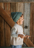 Berlin Merino Beanie | Green and Blue Stripe