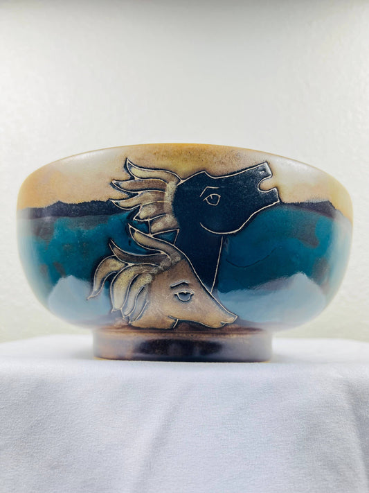 Mara Stoneware Horses | Serving Bowl