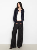 Striped Long-Sleeve Knit Cardigan | Two Colours