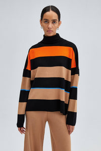 Striped turtleneck knit jumper