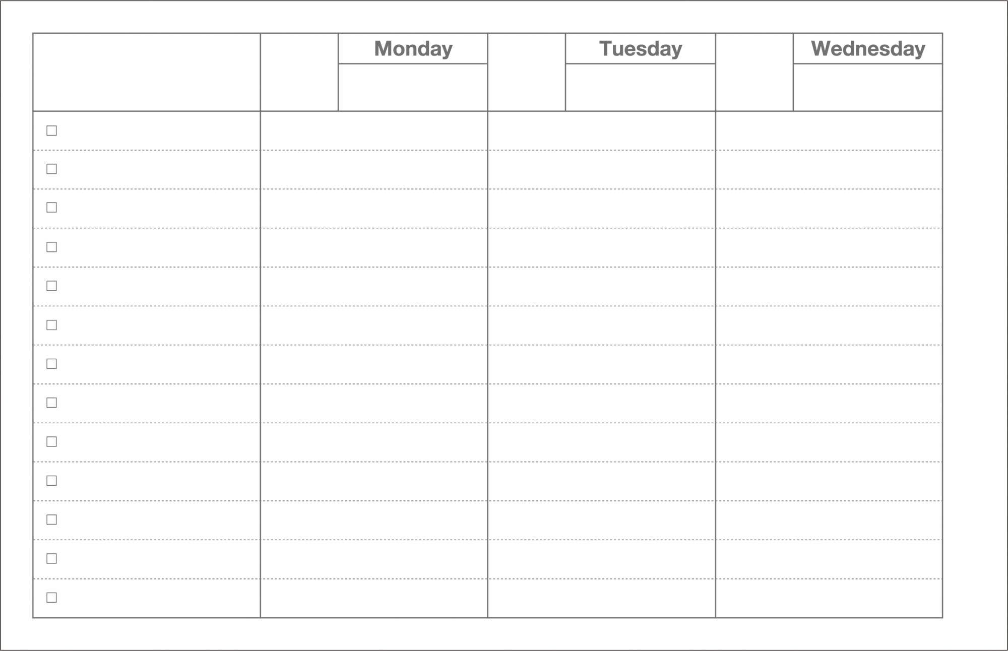 Dayfree Weekly Schedule | Various Colours