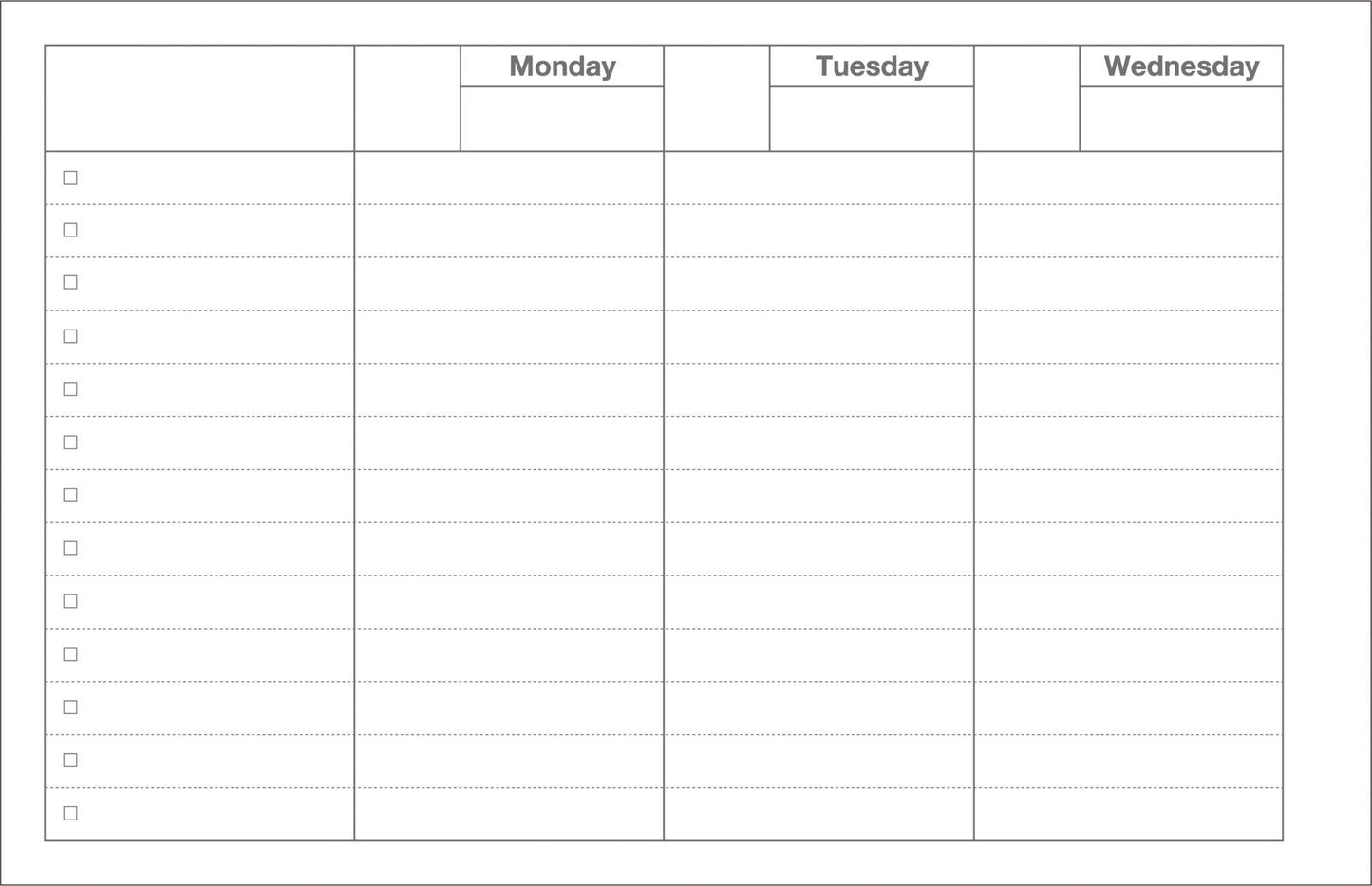 Dayfree Weekly Schedule | Various Colours