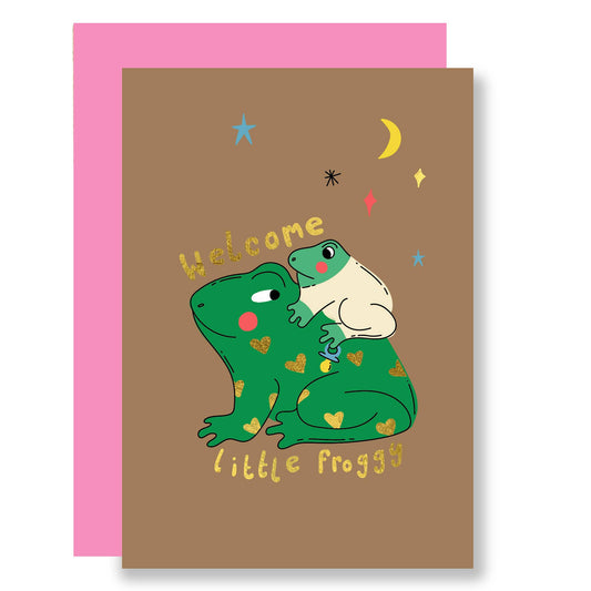 Little froggy new baby card.