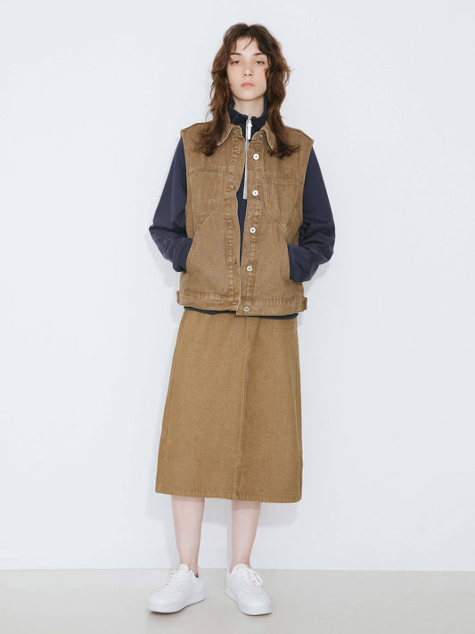 Denim Waistcoat | Saddle Brown
