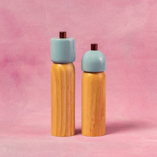 Salt & Pepper Grinder | Light Blue & Burgundy