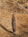The Sab Skirt | Plaid Crinkle Midi Skirt