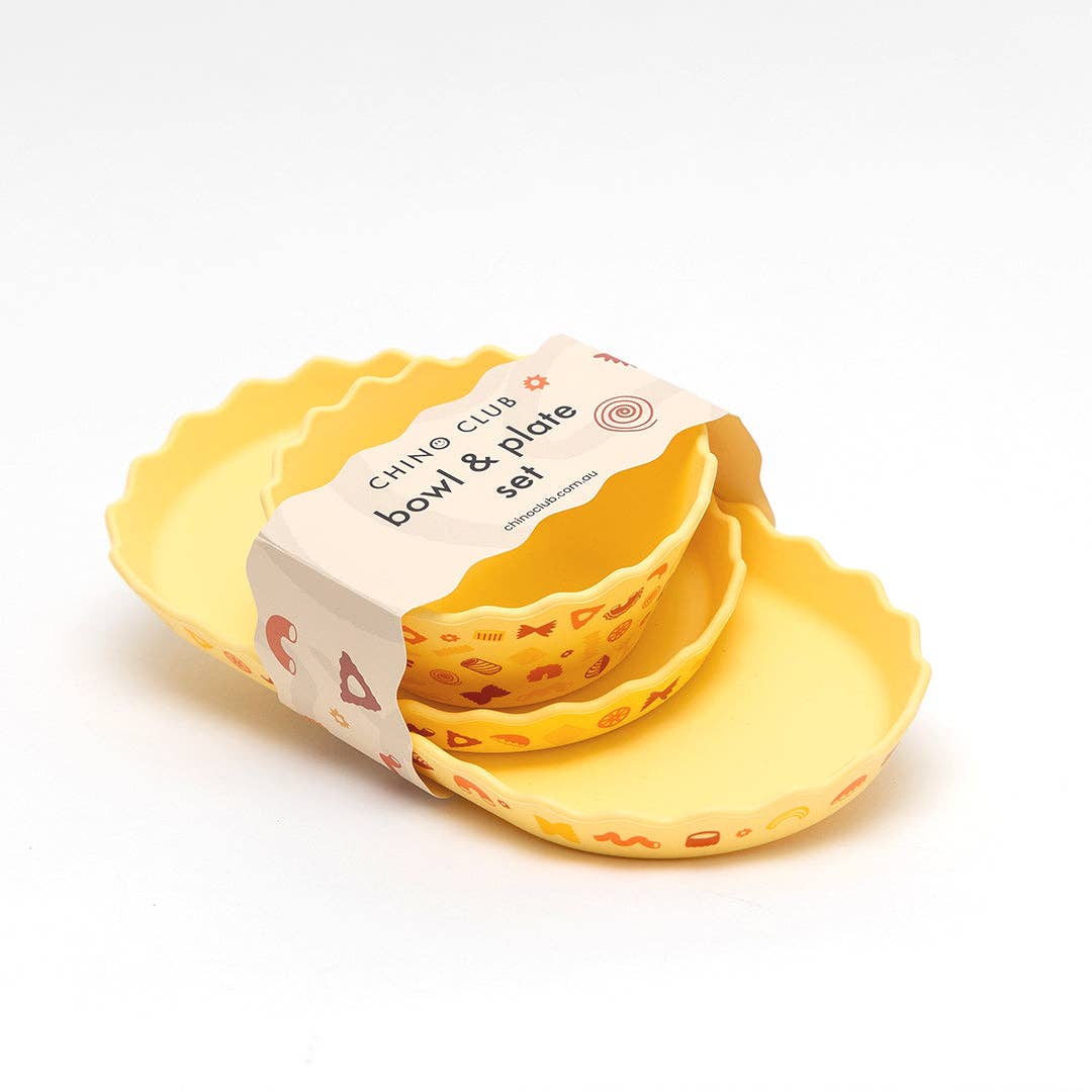 Pasta Wavy Edge Silicone Bowl and Plate Set