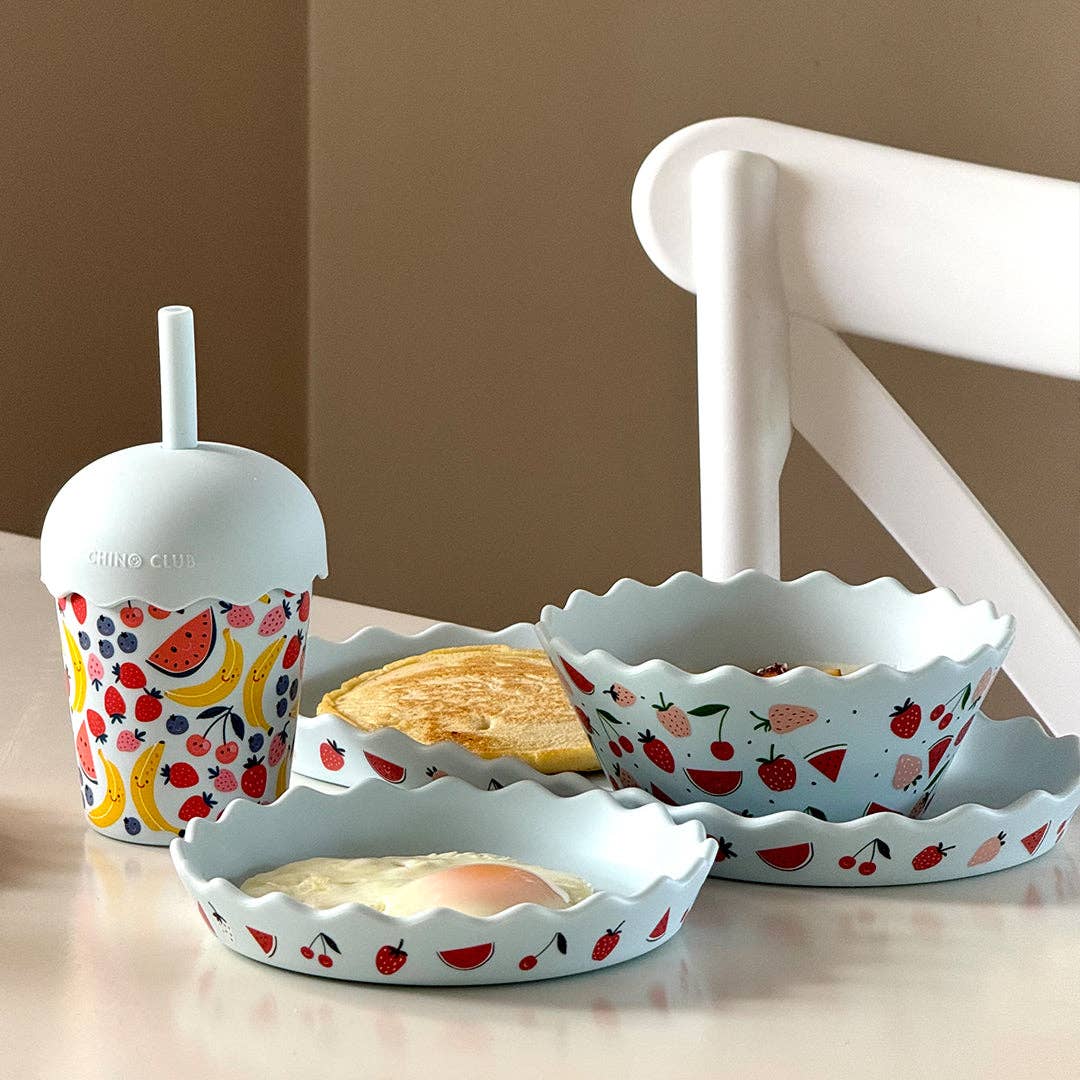 Blue Fruits Silicone Bowl and Plate Set