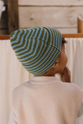 Berlin Merino Beanie | Green and Blue Stripe